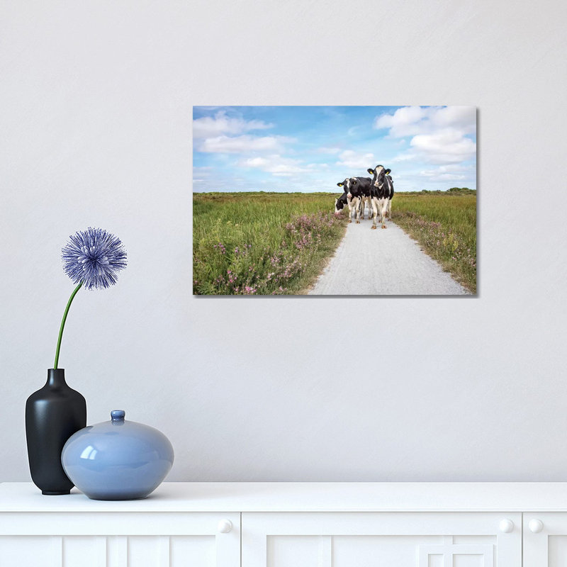Cows On The Road by Clara Bastian - Wrapped Canvas Print, 30.48 cm H x 45.72 cm W
