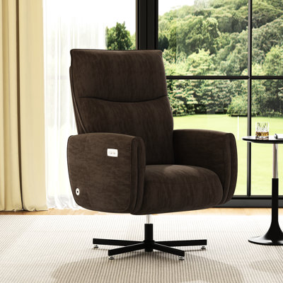 Fauteuil inclinable électrique pivotant à 360 degrés, inclinable électrique et à chargement en C, rembourré de velours, pour le bureau à domicile et le salon, facile à assembler, fauteuil inclinable brun, assemblage rapide,