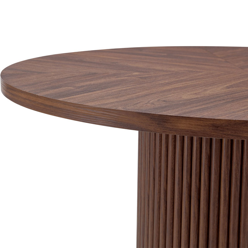 42" Modern Round Dining Table With Pedestal Base, Coffee