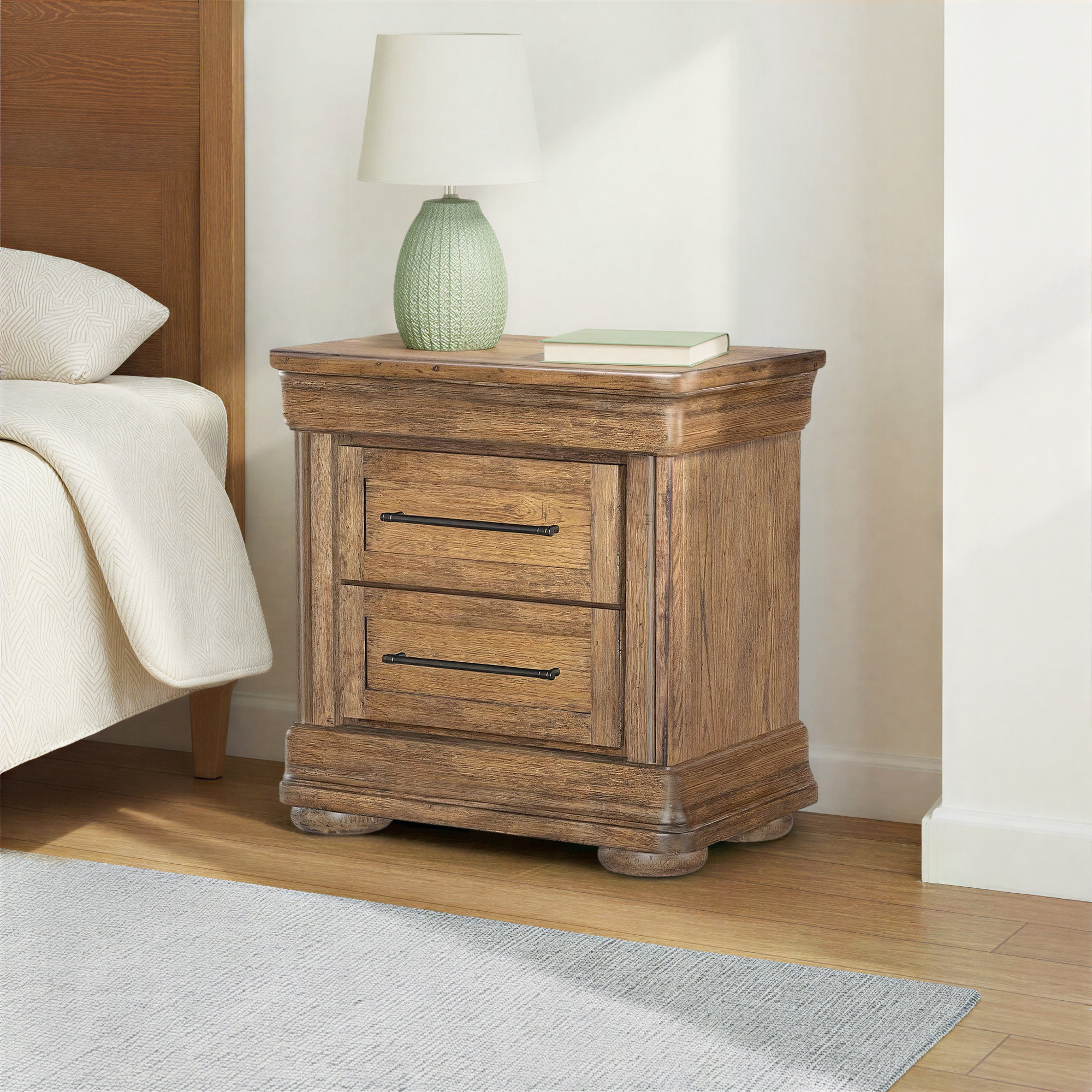 Country Living 2-Drawer Nightstand, Brown