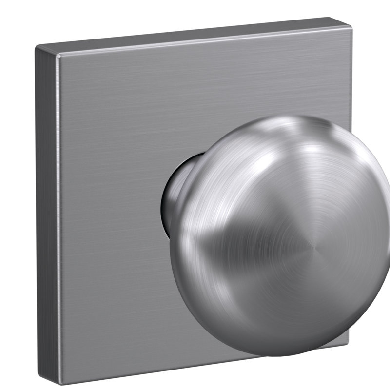 Custom Plymouth Hall-Closet and Bed-Bath Knob with Collins Trim, Satin Chrome