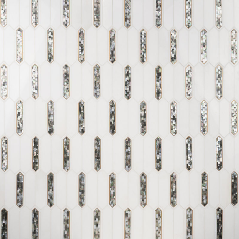Zip 11.65'' W x 13.62'' L Marble and Brass Mosaic Tile (1.1 Sq. Ft. / Sheet), Black Pearl