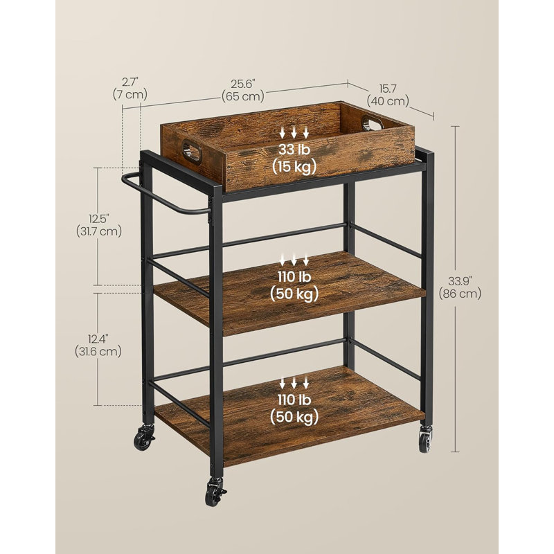 Kitchen Serving Cart with Removable Tray