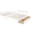 Lit superposé simple avec escalier sécuritaire et rangement pour tiroirs - garde-corps blanc-309480136-309480151