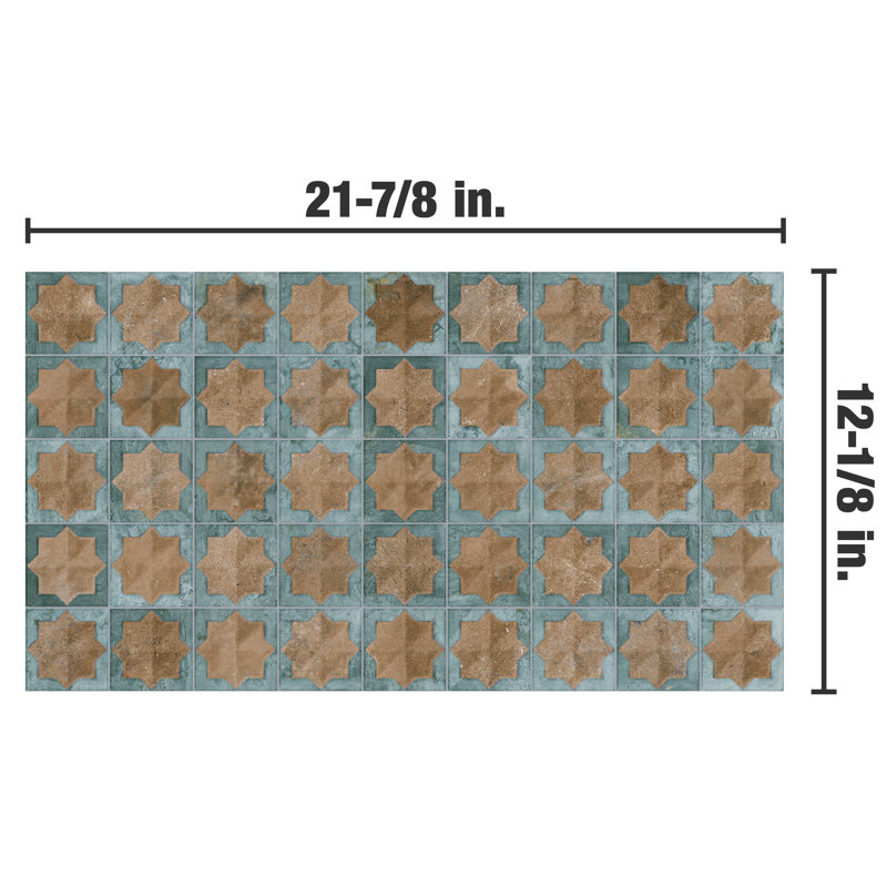 Tetuan Astre 12.13 in. x 21.88 in. Glazed Porcelain Tile, Brown/Blue