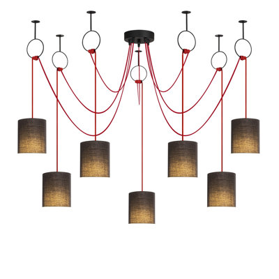 Luminaire suspendu cylindrique à 7 lumières Shayaan