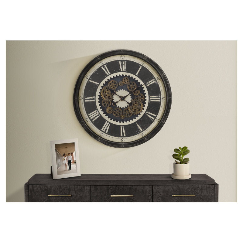 Horloge murale 30 po avec mécanisme de déplacement, mécanisme en verre trempé brun