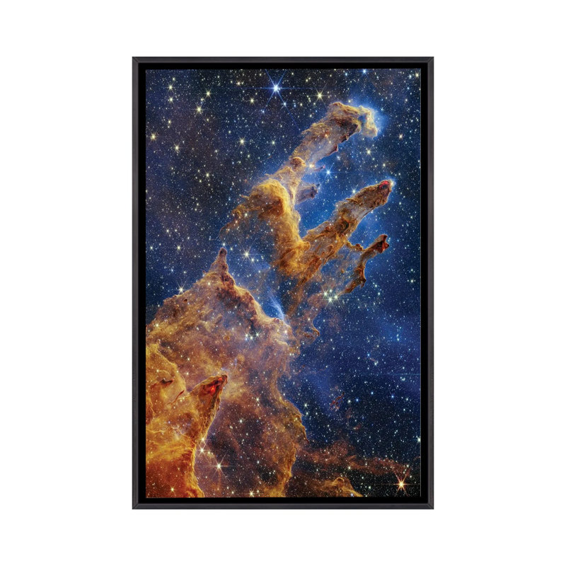 Piliers de la création, Jwst Image - reproduction d'art murale - toile encadrée, 60 po x 40 po, Framed Canvas, Noir patiné