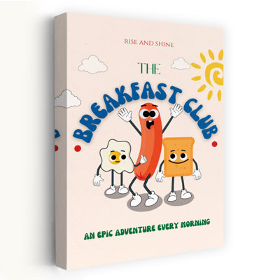 Cartoon Breakfast Buddies Playful Retro Abstract Architecture Landscape Wall Art