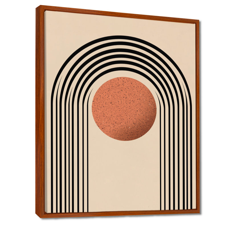 Impression sur toile rétro vintage orange et noir - vortex noir Mid-Century, H 30 po x l 40 po, Cadre flottant, Brun