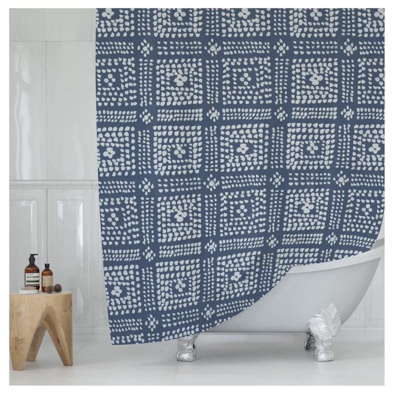 Rideau de douche bleu Shibori