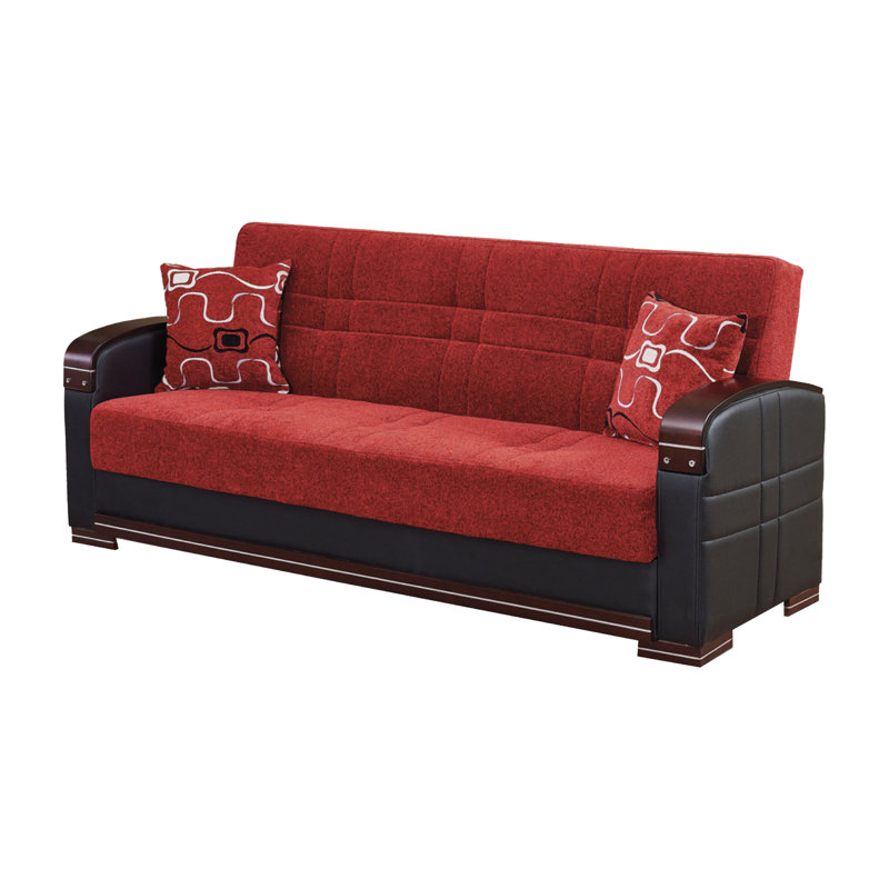 Genagra 86'' Upholstered Convertible Sofa, Red