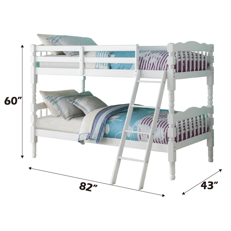 Frausto Bunk Bed with RF Front Ladders, Twin, White