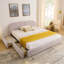 Structure de lit tapissier de style minimaliste moderne - Tissu de fil rond, tête de lit haute incurvée, support de pieds robuste et rangement à roulettes, matelas non inclus-1771848788-1771848808