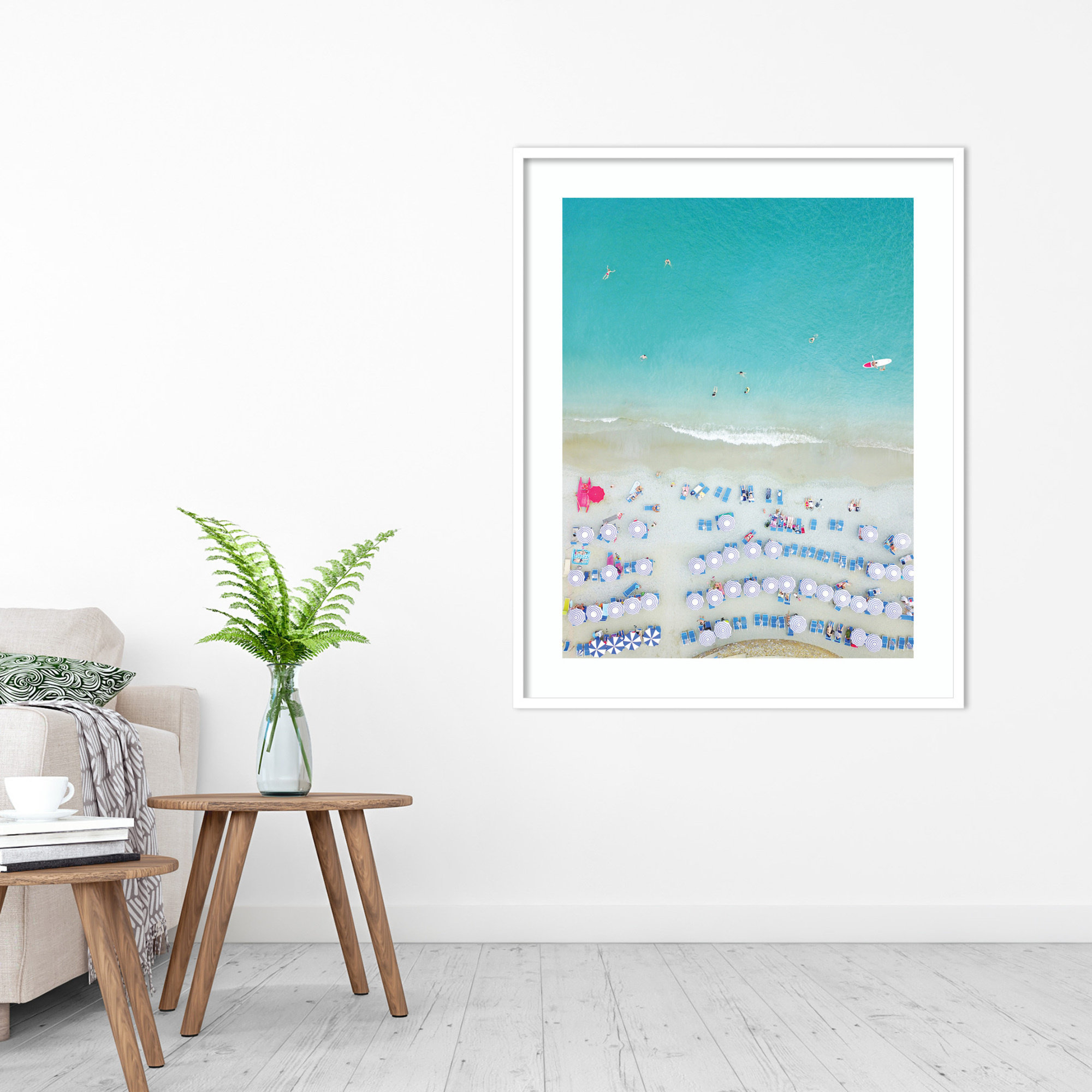Monterosso Al Mare Swim by Rachel Dowd, 41.25" H x 33.25" W, White Framed