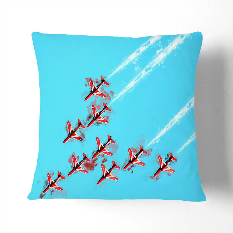 Fighter Jet Air Show in Abstract Cushion with Filling, 55cm H x 55cm W x 20cm D