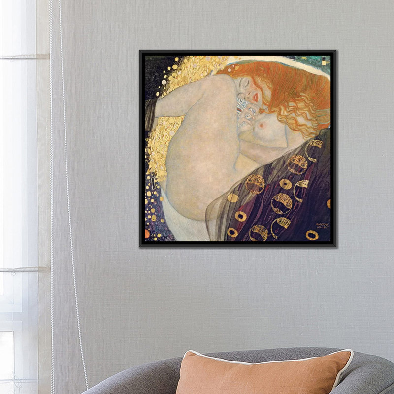 «Danae 1907-200», reproduction sur toile, H 26 po x l 26 po x P 1,5 po, Toile encadrée noire, Pas de tapis