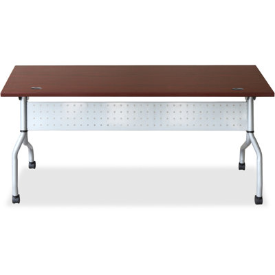 Preference Rectangle Flip Top Training Table with Casters and Modesty Panel and Cable Management