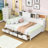 3 Drawers Wooden Daybed with Pushable Shelf, USB & Socket Charging Station-402812618-402812617