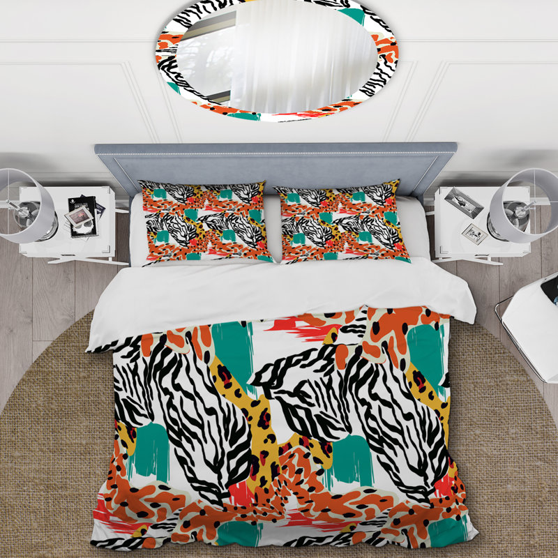 Tribal Cheetah Fur Polyester Animal Print Duvet Cover Set