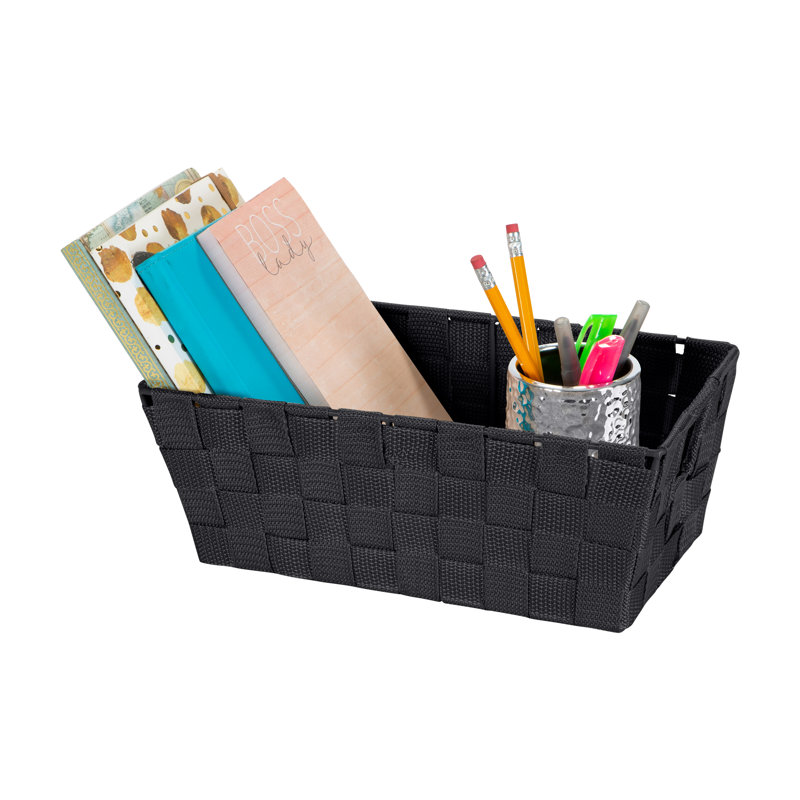 Panier en tissu, Noir, H 4,5 po x l 11,4 po x P 6,5 po, 4