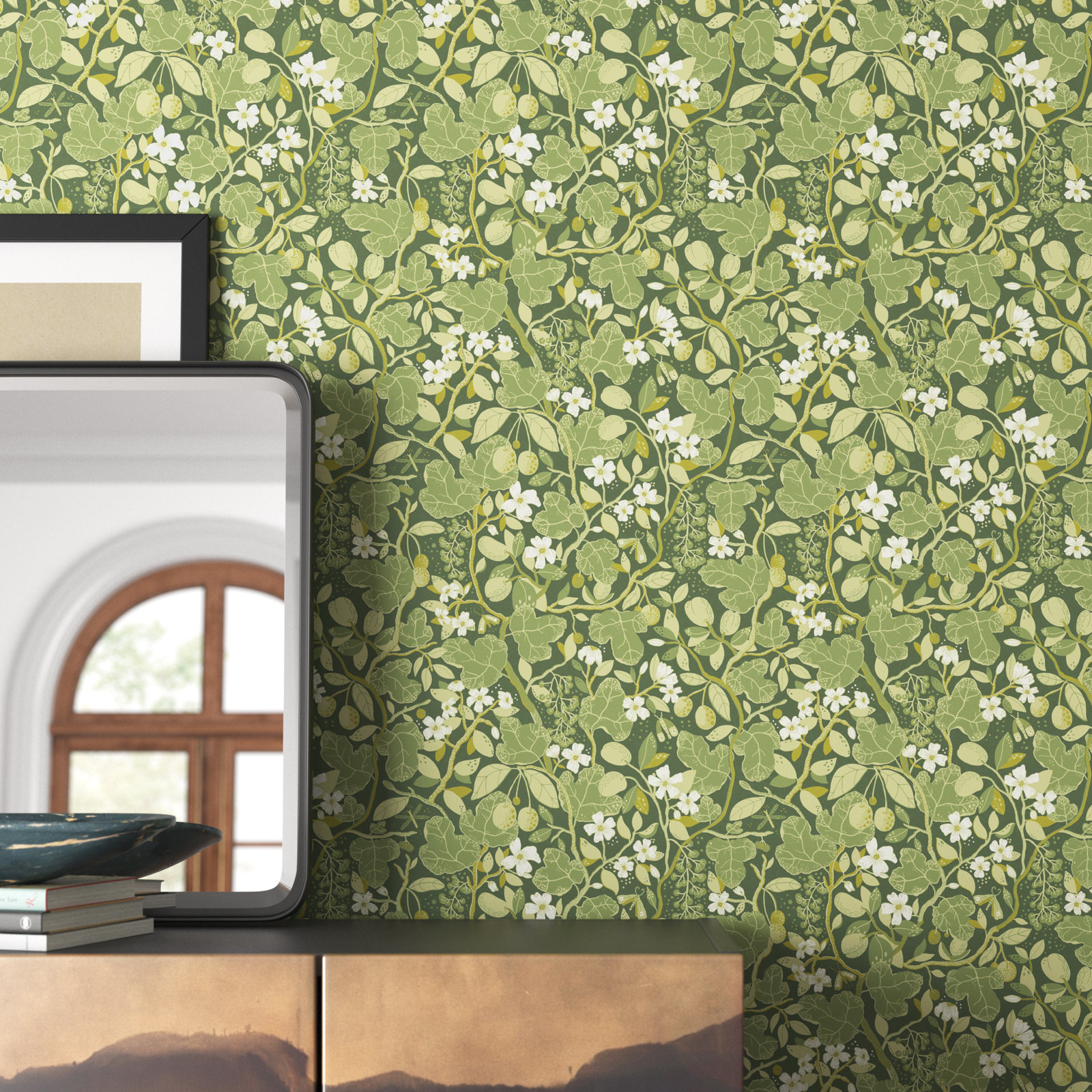 Wesler Floral Wallpaper, Green