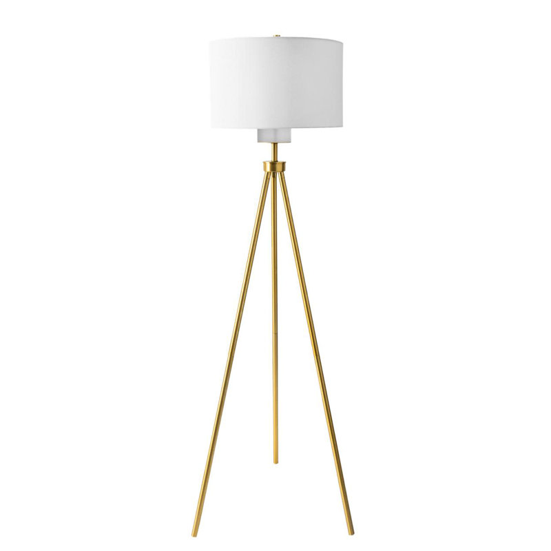 Contemporary White Tripod Floor Lamp with Fabric Shade