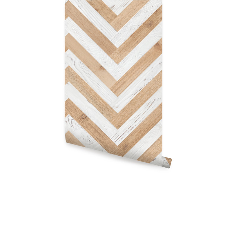 Carreau de papier peint autocollant texturé Shantel, L 2 pi x H 18 pi, Blanc / naturel clair