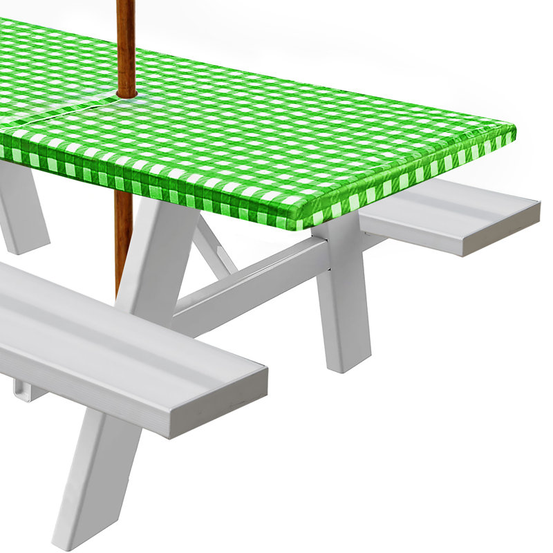 Tablecloth With Umbrella Hole Rectangle , Green, 72" x 30"