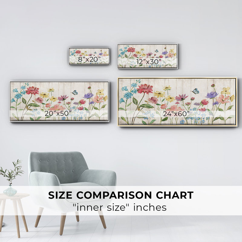 Fleurs sauvages sur toile encadrée, H 20 po x l 50 po