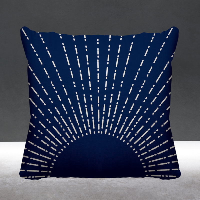 Coussin intérieur / extérieur Sunny Boho Starbusrt, L 17 po x H 17 po, Bleu marine