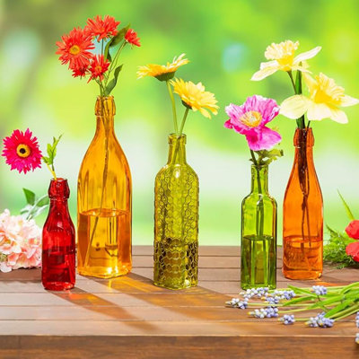 Set of 5 Glass Bottles for Outdoor Bottle Tree