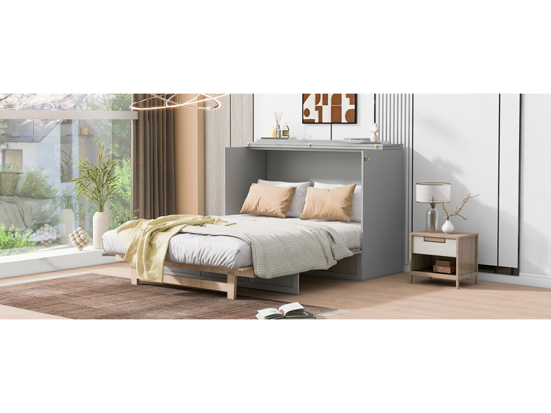Lit escamotable avec grands tiroirs Murphy, gris, Double