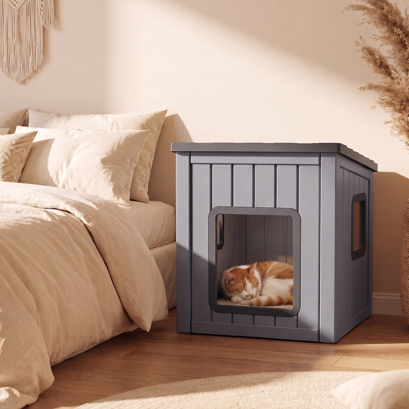 Sloped‑Roof Pet House, Antarctic Gray & Black