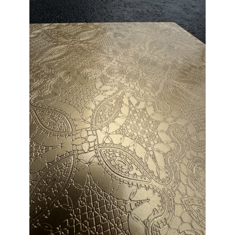 Pattern Etched Gold Marble Tile