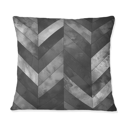 Grey  Modern Herringbone Flow III - Modern Throw Pillow