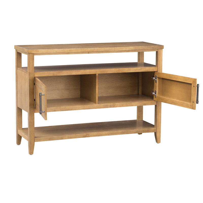 Naomi Honey Wood and Metal Storage Console Table