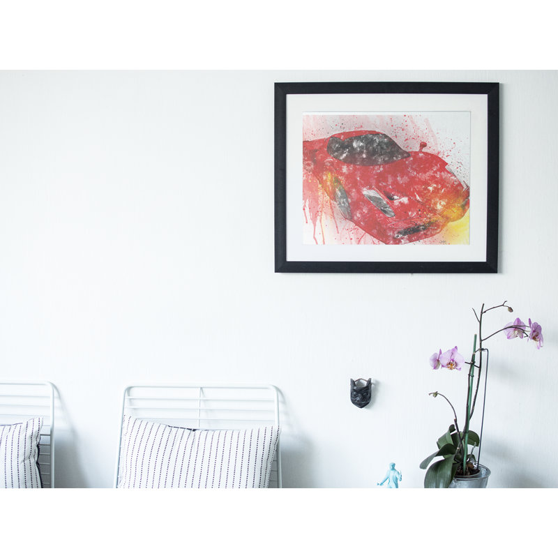 Red Supercar - Single Picture Frame Print on Wood
