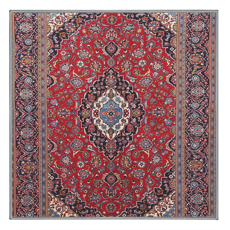 Tapis décoratif rouge à motif oriental mikaeel, Rectangle 5 pi x 7 pi