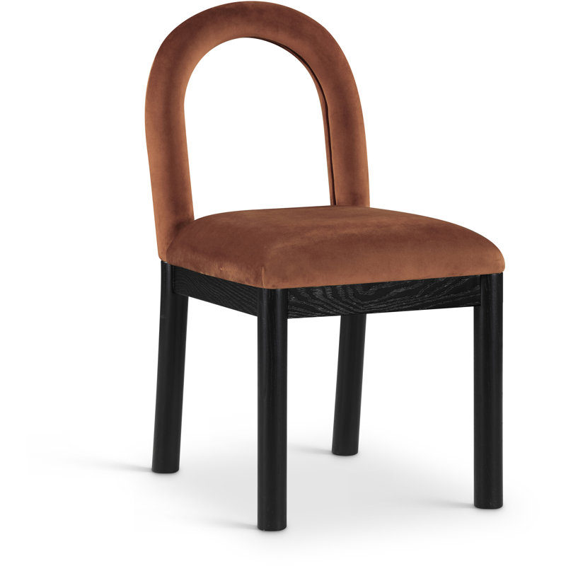 Macleod Linen Textured Fabric Dining Chair, Cognac Velvet, Black