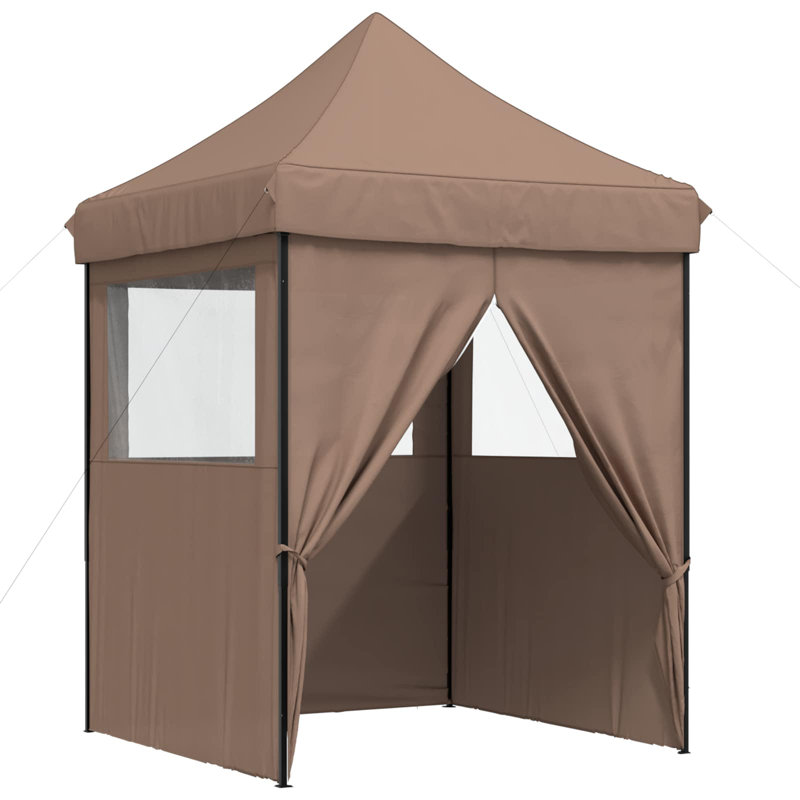 Vidaxl Foldable Tent Canopy Patio Pavilion Gazebo Pop Up Tent Marquee Canopy, 306cm H x 200cm W x 200cm D, Black, Brown