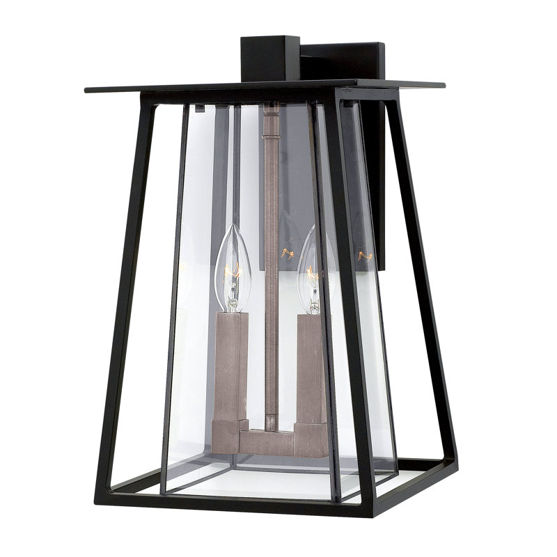 Walker 2-Light Outdoor Wall Lantern, Incandescent, Black/Brown