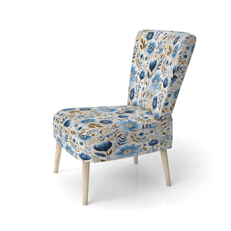 Chaise d'appoint rembourrée Nordic Blue Bloom Scandinavian Floral III