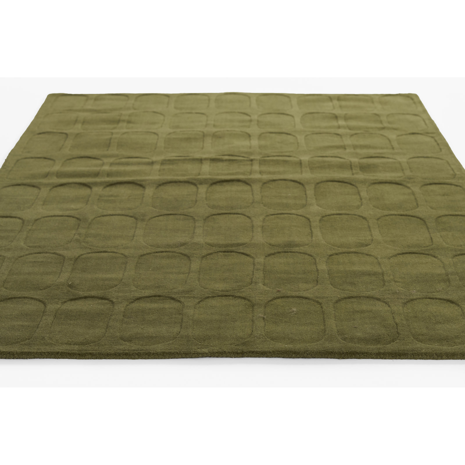 Aldery Green Hand-Loomed Geometric Wool Rug, 5' X 8'
