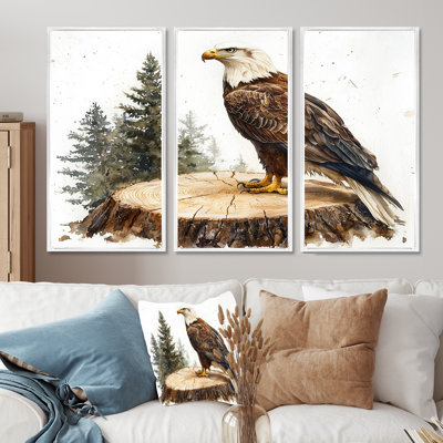 Vigile silencieuse aigle en été - Aigle grand art mural - 3 panneaux