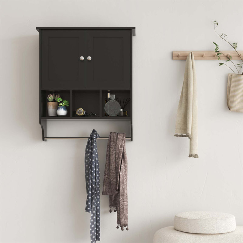 Spacious Bathroom Cabinet with Adjustable Shelves and Towel Bar for Enhanced Storage and Organization