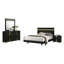 Ensemble de chambre avec grand lit 4 pièces Yoki avec détails à DEL, bois noir et or-118445305-118445306