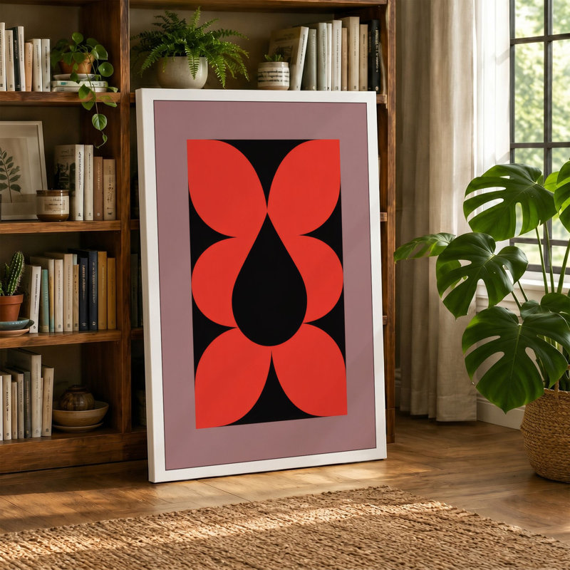 Petal Form Mid-Century - Wrapped Canvas, 18x12 - 45.7 x 30.5 cm, Ochre Border