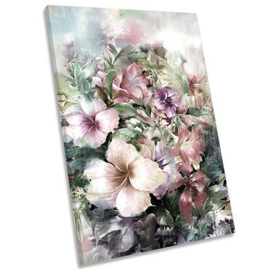 White Floral Flowers Blossom - Wrapped Canvas Painting