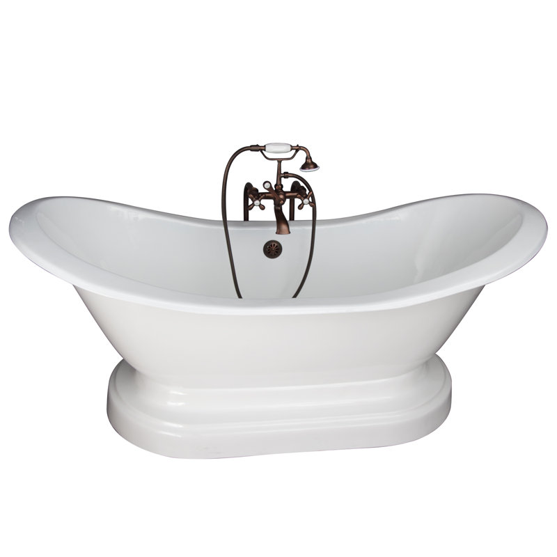 Marshall 71'' x 30.5'' Freestanding Soaking Cast Iron Bathtub with Faucet